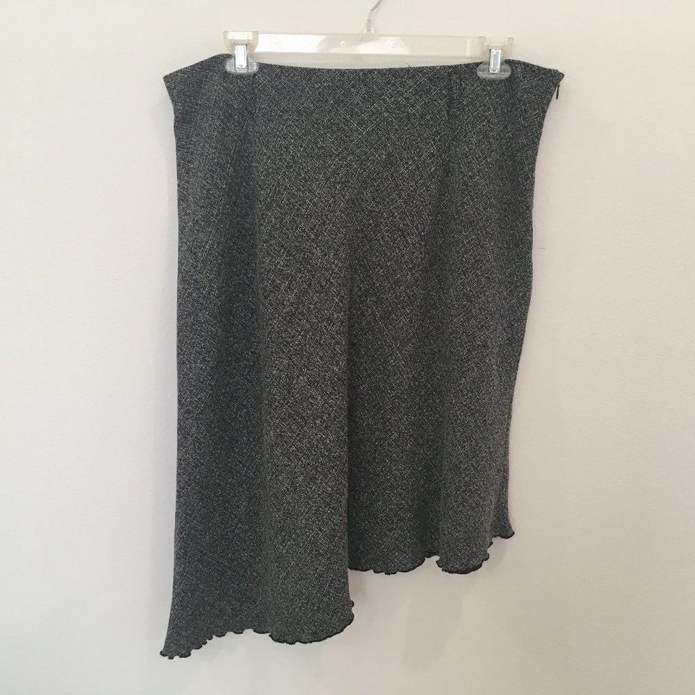 STYLE & CO Women's Black & White Peppered Patterned Angled Skirt Hem, Size 18W